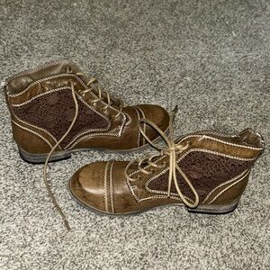 Brown Lace-Up Ankle Boots